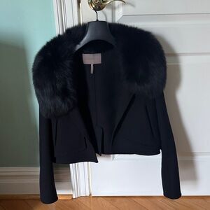 Halston Heritage Black Jacket with Fur Collar